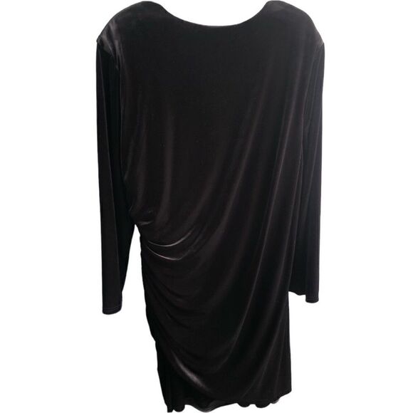 NWT ALEX MARIE Women’s Plus Draped Black Velvet Knee Length Dress Size: 20W - Picture 2 of 4